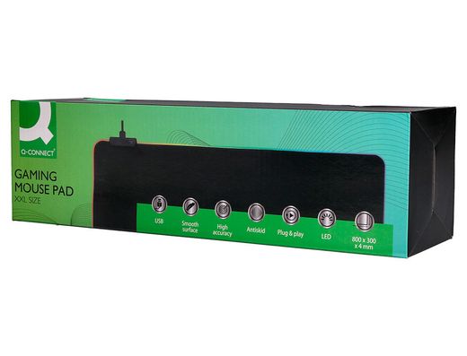 Alfombrilla para raton q-connect gaming xxl iluminacion led conexion usb color negro 800x300x4 mm