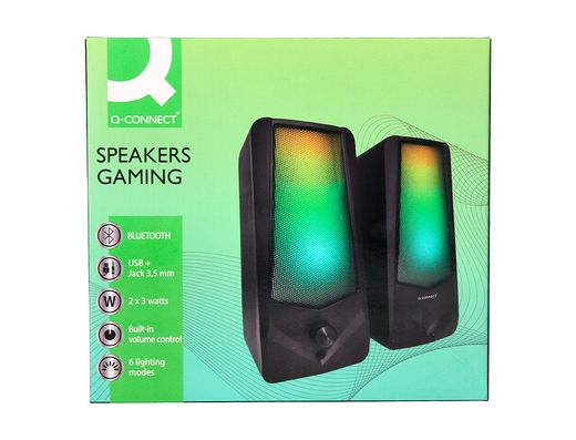 Altavoces q-connect gaming blu etooth con iluminación rgb potencia maxima 2x3w control de volumen color negro