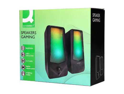 Altavoces q-connect gaming blu etooth con iluminación rgb potencia maxima 2x3w control de volumen color negro
