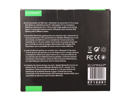 Altavoces q-connect gaming blu etooth con iluminación rgb potencia maxima 2x3w control de volumen color negro