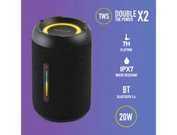 Altavoz ngs roller furia 2 tiny portatil 20w bluetooth luces rgb e impermeabilidad ipx7 color negro