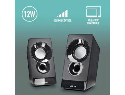 Altavoz ngs sb10 para pc 12w estereo usb entrada jack 3,5 mm color negro