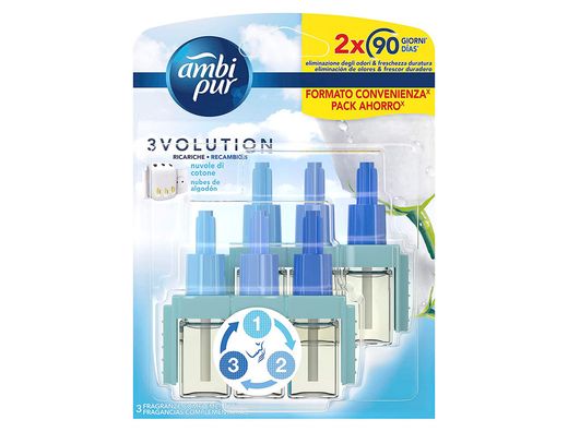 Ambientador ambipur electrico 3 volution nubes algodon recambio 21,5 ml
