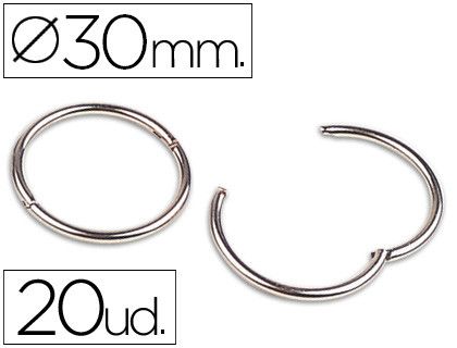 Anillas bisagra liderpapel niqueladas n.2 diametro 25 mm -caja de 20 anillas