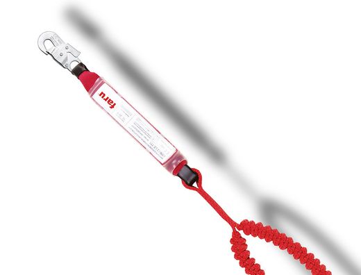 Anticaidas elastica faru con absorbedor de energia doble cuerda mosqueton doble gancho de acero 50 mm