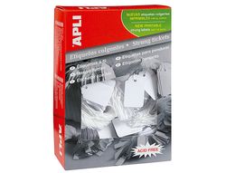 APLI Caja 500 etiquetas colgantes de cartulina blanca 36x53 mm con hilo de gran resistencia 392