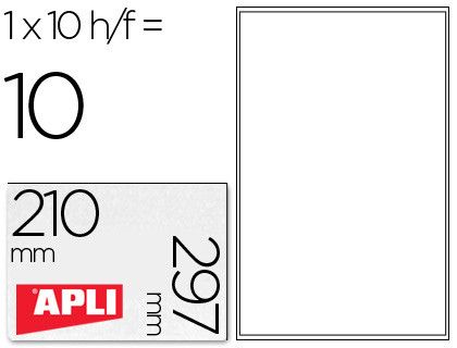 Apli Etiquetas adhesivas transparentes poliester A4 (210x297 mm) Paquete de 10