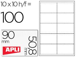 APLI Paquete 10 hojas tarjetas visita microperforadas 200gr. 90x50,8mm para Inkjet/Láser/Copy 10608