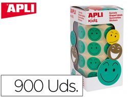 Apli rollo 900 gomets redondos smile verde 14373