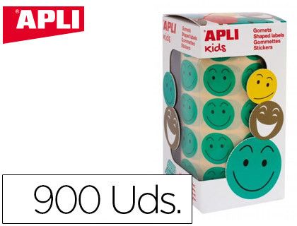 Apli rollo 900 gomets redondos smile verde 14373