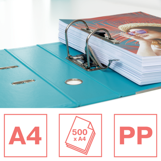 Archivador de palanca Colour'Breeze Nº1. Plástico forrado interior plástico. DIN A4. Lomo 75mm. azul