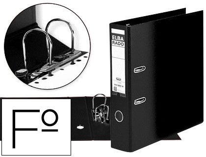 Archivador de palanca elba carton compacto con rado folio lomo de 80 mm negro