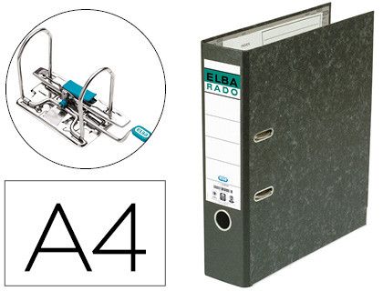 Archivador de palanca elba carton forrado jaspeado con rado din a4 lomo de 80 mm negro