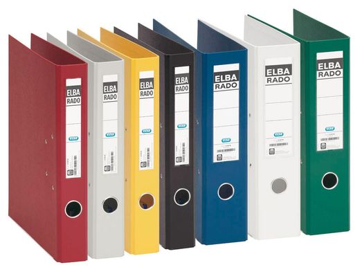 Archivador de palanca elba chic carton forrado pvc con rado folio lomo de 80 mm rojo
