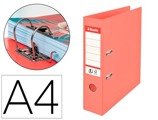 Archivador de palanca esselte colour breeze carton forrado pvc din a4 lomo 75 mm color coral