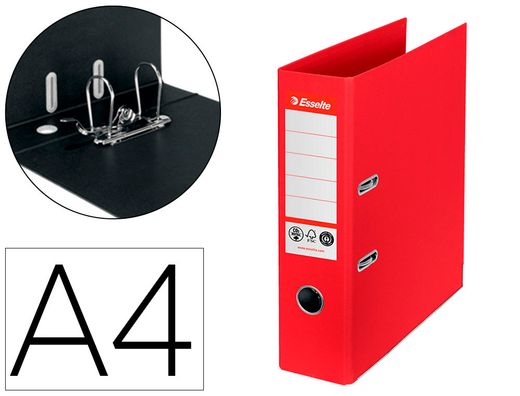 Archivador de palanca esselte n 1 co2 neutral din A4 carton forrado lomo 75 mm rojo vivida