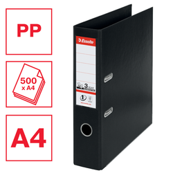 Archivador de palanca Esselte Nº1. Plástico forrado interior plástico. DIN A4. Lomo 75mm. negro