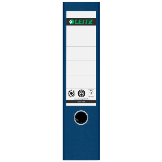 Archivador de palanca Leitz CO2 Neutral. Cartón jaspeado. 180º. DIN A4. Lomo 80 mm, azul