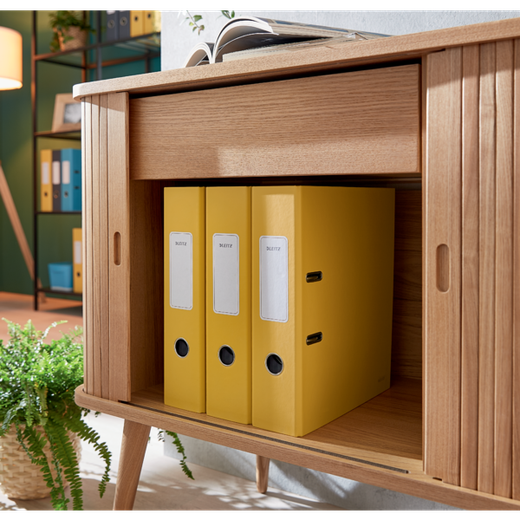Archivador de palanca Leitz Cosy Cartón forrado. 180º. DIN A4. 80 mm. amarillo