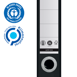 Archivador de palanca Leitz de cartón reciclado y reciclable 100%. 180º. DIN A4. Lomo 50 mm. negro