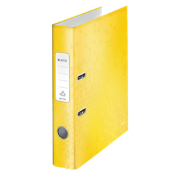 Archivador de palanca Leitz WOW. Cartón forrado. 180º. DIN A4. 50 mm. amarillo