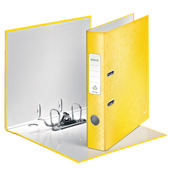 Archivador de palanca Leitz WOW. Cartón forrado. 180º. DIN A4. 50 mm. amarillo