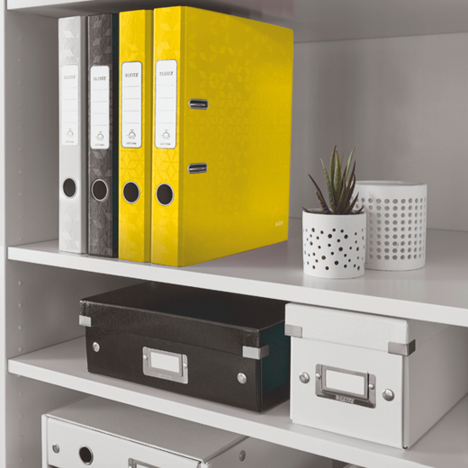 Archivador de palanca Leitz WOW. Cartón forrado. 180º. DIN A4. 50 mm. amarillo