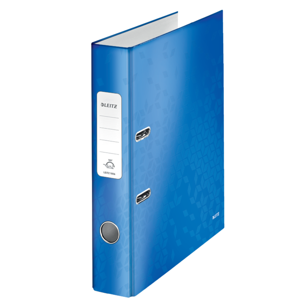Archivador de palanca Leitz WOW. Cartón forrado. 180º. DIN A4. 50 mm. azul