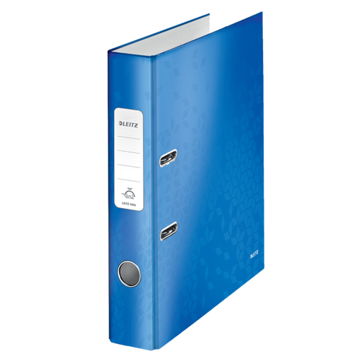 Archivador de palanca Leitz WOW. Cartón forrado. 180º. DIN A4. 50 mm. azul