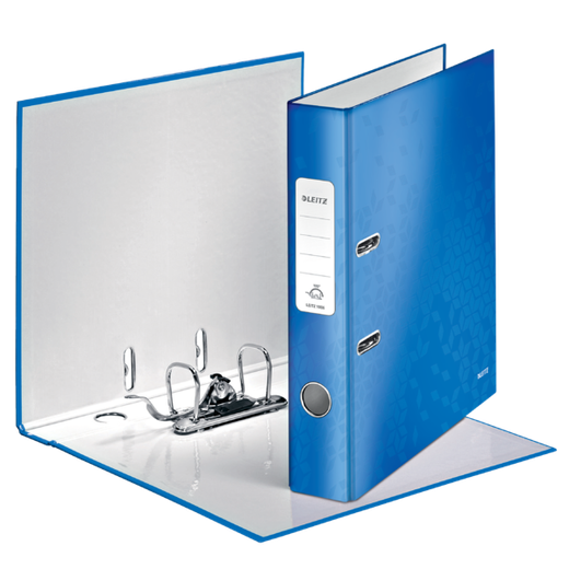 Archivador de palanca Leitz WOW. Cartón forrado. 180º. DIN A4. 50 mm. azul