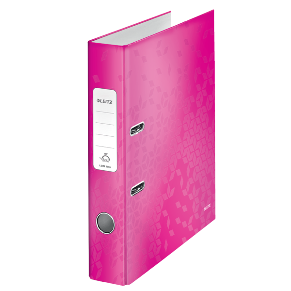 Archivador de palanca Leitz WOW. Cartón forrado. 180º. DIN A4. 50 mm. fucsia
