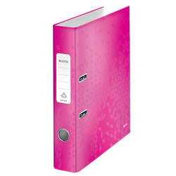 Archivador de palanca Leitz WOW. Cartón forrado. 180º. DIN A4. 50 mm. fucsia