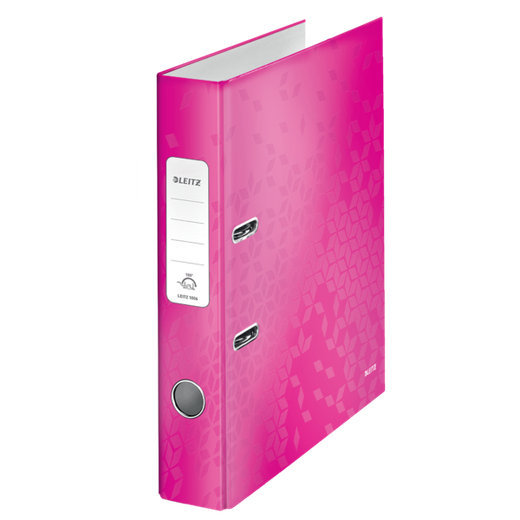 Archivador de palanca Leitz WOW. Cartón forrado. 180º. DIN A4. 50 mm. fucsia