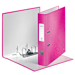 Archivador de palanca Leitz WOW. Cartón forrado. 180º. DIN A4. 50 mm. fucsia