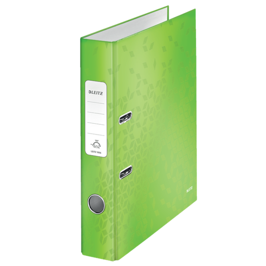 Archivador de palanca Leitz WOW. Cartón forrado. 180º. DIN A4. 50 mm. verde