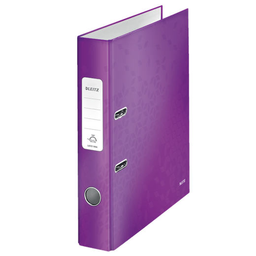 Archivador de palanca Leitz WOW. Cartón forrado. 180º. DIN A4. 50 mm. violeta
