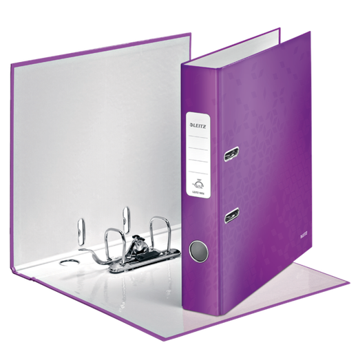 Archivador de palanca Leitz WOW. Cartón forrado. 180º. DIN A4. 50 mm. violeta