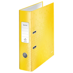 Archivador de palanca Leitz WOW. Cartón forrado. 180º. DIN A4. 80 mm. amarillo