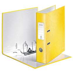 Archivador de palanca Leitz WOW. Cartón forrado. 180º. DIN A4. 80 mm. amarillo