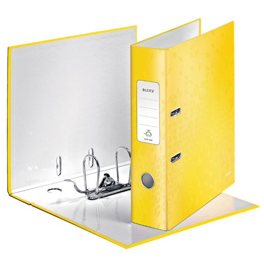 Archivador de palanca Leitz WOW. Cartón forrado. 180º. DIN A4. 80 mm. amarillo