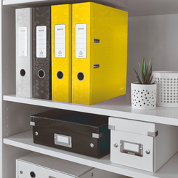 Archivador de palanca Leitz WOW. Cartón forrado. 180º. DIN A4. 80 mm. amarillo