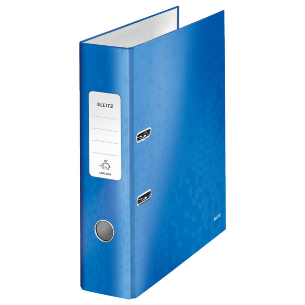 Archivador de palanca Leitz WOW. Cartón forrado. 180º. DIN A4. 80 mm. azul