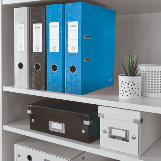 Archivador de palanca Leitz WOW. Cartón forrado. 180º. DIN A4. 80 mm. azul
