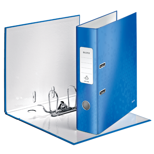 Archivador de palanca Leitz WOW. Cartón forrado. 180º. DIN A4. 80 mm. azul