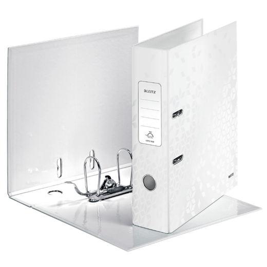 Archivador de palanca Leitz WOW. Cartón forrado. 180º. DIN A4. 80 mm. blanco
