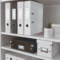 Archivador de palanca Leitz WOW. Cartón forrado. 180º. DIN A4. 80 mm. blanco