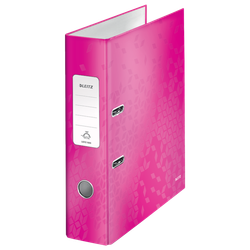 Archivador de palanca Leitz WOW. Cartón forrado. 180º. DIN A4. 80 mm. fucsia