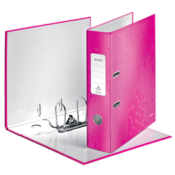 Archivador de palanca Leitz WOW. Cartón forrado. 180º. DIN A4. 80 mm. fucsia