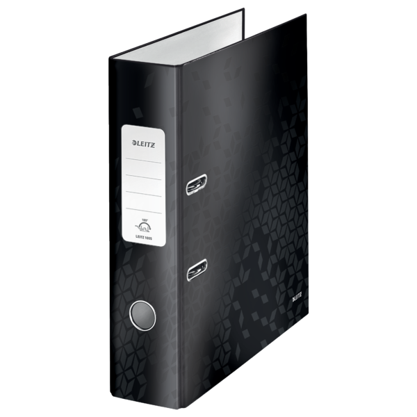 Archivador de palanca Leitz WOW. Cartón forrado. 180º. DIN A4. 80 mm. negro