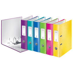 Archivador de palanca Leitz WOW. Cartón forrado. 180º. DIN A4. 80 mm. surtidos